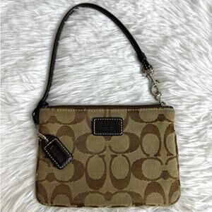 COACH Brown Signature Canvas Wristlet